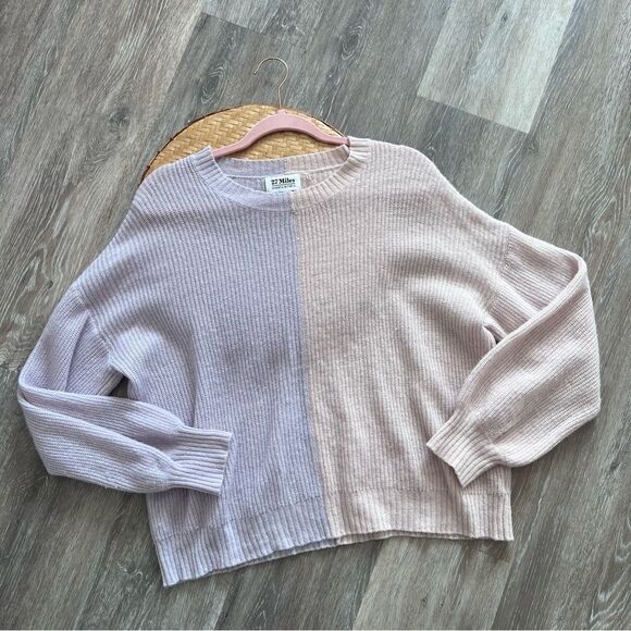 Revolve‎ 27 miles Malibu Arlo Sweater in Rosewater & Periwinkle 100% cashmere M - Picture 2 of 8